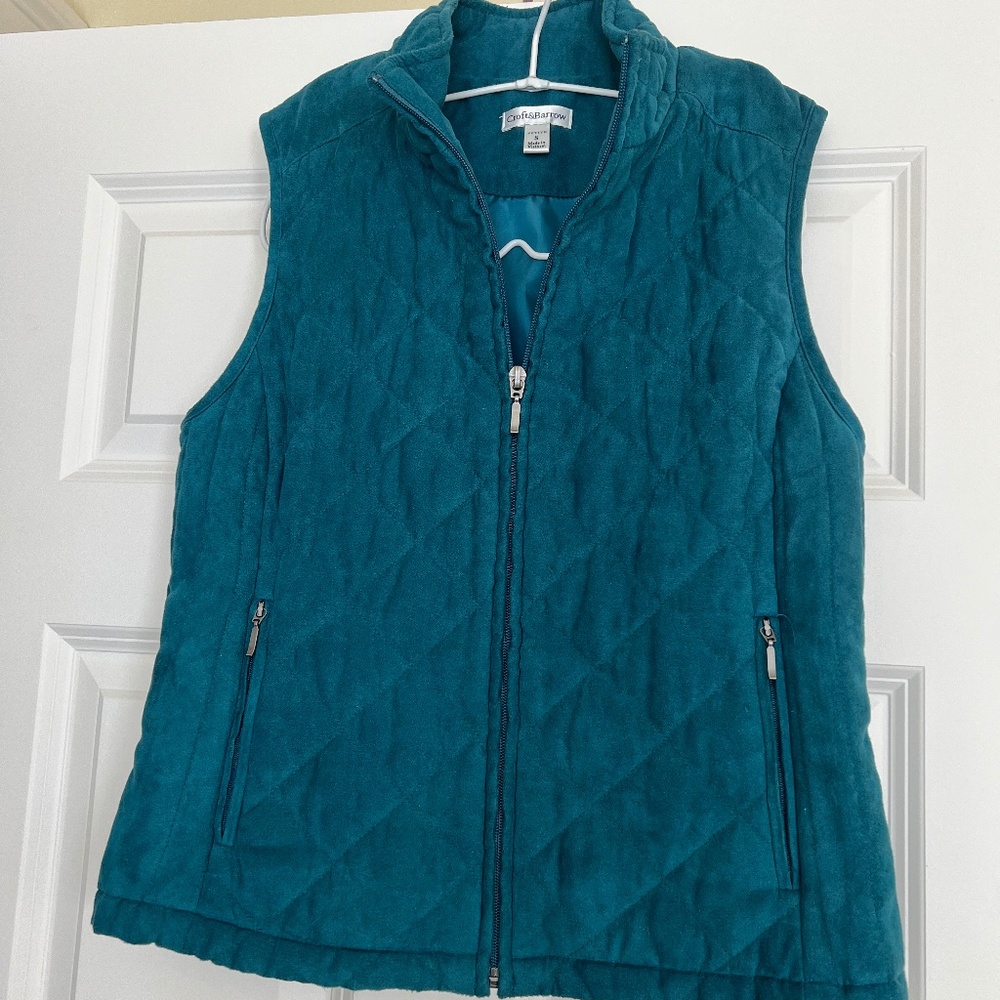 Croft & Barrow Vest Women's Petite Small Green Quilted